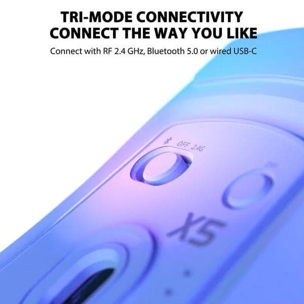 Attack Shark X5 Wireless Gaming Mouse with Tri-Modes BT 5.1/2.4Ghz/USB-C, Lightweight 49g, PAW3212 Optical Sensor, Rechargeable Battery, RGB LED Honeycomb Mice for PC/Tablet/Desktop/Office/Games - White 3